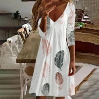 Ženska modna štampana haljina s dugim rukavima V-izrez HOT6SL4485908