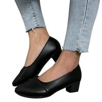 Žene prozračne čvrste boje visoke potpetice okrugli prsti udoban klizanje u casual singl cipele