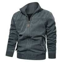 Leey-World Jean jakna za muškarce muške taktičke jakne džepove vodootporne toplom vjetrootpornostim strojnim rezanim zimskim sivim, 3xl