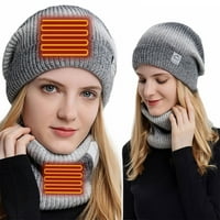 Strungten USB električni grijanje Vanjski topli zimski pleteni šešir i šal postavio je elegantnu pletenu kapicu za žensku kapu
