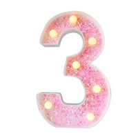 SDJMA brojevi, LED svjetlosni brojevi, ružičasti osvijetljeni brojevi za zabavu, noćni svjetlo za partiju baterije za rođendanske vjenčane zabave Božićna svjetiljka kućna dekoracija ružičaste boje, ružičasti broj