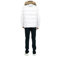 Leey-World Muške zimske kapute s kapuljačnim muškim pamučnim jakni lagani kaputi stoji ovratnik puni zip jaknu Windbreaker džepovi bijeli, l