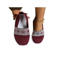 Ženske tenisice Udobne cipele na cipelama na šetnji cipelama prozračnih stanova Žene Neklizajuće lagano vino crveno 7