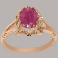 Britanci napravio je 9k ružičasto zlato prirodno rubin ženski godišnjički prsten - Opcije veličine - veličina 4.5
