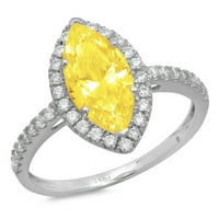 2.38ct Marquise Cut Yellow Simulirani dijamant 14k bijeli zlatni godišnjički angažman halo prstena veličine