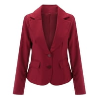 Vedolay odijelo za žene modni casual dugih rukava otvorena prednja radna jakne sa džepovima, crveni xl