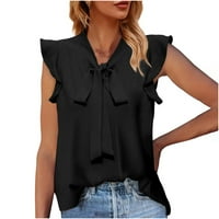Bluza Leylayray za žene Modni ženski labav udoban majica s kratkim rukavima s kratkim rukavima crne s