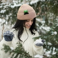 Pikadingnis Pletena zimska grabi za žene za ženske djevojke, slatka žaba topli kukičani pleteni šeširi