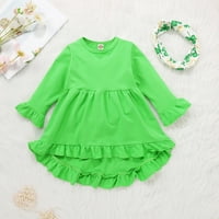 Odjeća za dojenčad za čišćenje djevojaka Djevojke Djevojke Solid Color St. Patrickov dan četverog lista