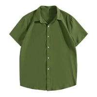 Tobchonp pamučne platnene make Ležerne prilike Havajska majica Muškarci Modne muške košulje vojske zelene m