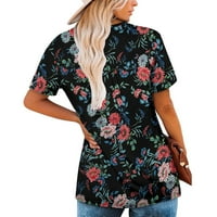Ženske plus veličine vrhova Čišćenje Ženska modna cvjetna biljka Print ženski okrugli vrat Labavi majica Prodaja ponude popusta