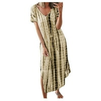 Mikilon ženske haljine na prodaju modna casual žena tie-dye print v-izrez kratki rukav Split ljetna