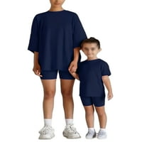 Voguele mammy i mi kratke hlače postavljene roditelj-dijete + mini hlače setovi posade izrez dva odjeća za odmor ljeti odjeću ravno noga xtz8403bb 150