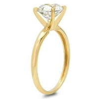 2. CT sjajan okrugli rez prozirni simulirani dijamant 18k žuti zlatni pasijans prsten sz 4.5