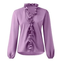 Pgeraug Cardigan za žene Solid T Ležerne rukave Dressy Print ruffle izrez duga majica V košulje Ženske