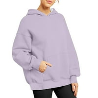 Tuphregyow Women-ova veličina zaklopke sa kapuljačom Lagani utočani pulover sa džepovima Comfy Soft Leisure Duge rukave s dugim rukavima Čvrsta trendi ljubičasta m
