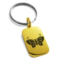 Nehrđajući čelik Kawari kocho Butterfly Kamon Crest ugravirani mali pravokutni pas šarm Privjesak za ključeve