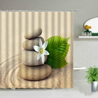 Zen Stone Meditacijski dizajn tuš za tuširanje Cvjetovi pustinjski cvjetovi zeleni ostavlja pejzažnu kupaonicu Početna Dekor Viseće zavjese sa kukama