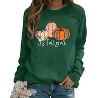Vintage Halloween Dukserice, Ženski pulover dugih rukava Halloween Print Crew Crt Duksera Ležerne prilivne labave bluze Košulje