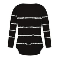 Ženski vrat broda V-izrez labav liff dugih rukava za odmor za praznične majice bluza pulover crni m