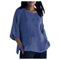 Frostluinai posteljina za žene Ljeto Plus veličine vrhovi obrezive rukave Okrugli izrez Loase Majica Osnovni tunički majica za majice