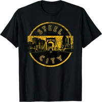 Pittsburgh čelični grad Retro Skyline Bridge Vintage majica