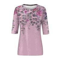 Ljetna ušteda! Tofotl Ljetni vrhovi za žene rukavi O-izrez casual majice Modni tiskani udobni bluze ružičasti xxl