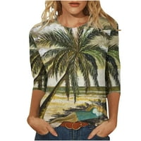 Yyeselk Lovely Coconut Tree Ispis Žene tunike Ležerne prilike okruglih rukava pulover bluze Modna labava FIT Ljeto Ženska majica Majica Gray M