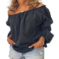 Glonme ženske majice dugih rukava s ramena majica dame, ležerna tunika bluza seksi pulover solidne boje