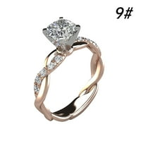 Princeza 18K ruža zlatni dijamantni prsten Vjenčani prsten za vjenčanje