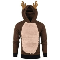 Yueulianxi muškarci Jesenski zimski Xmas Hoody Fe ather s kapuljačom Božićne kontrastne boje 3D bluza