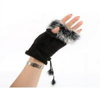 Ženska moda FAU Rabbit krznene rukavice bez rukava mittens topla ručne kožne kožne rukavice zime zime