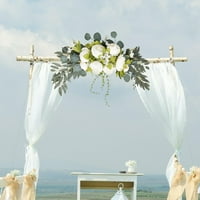 Vjenčani luk cvijeće, rustikalni umjetni cvjetni swag za zavoja, sjenila, i ceremoniju, zeleno listove božura vrata vijenac recepcija pozadina domaće dekor bijele boje