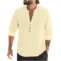 Viikei Muške majice s dugim rukavima za muškarce Muškarci Ležerne prilike nalik na solid V-izrez Dugi rukav pulover prozračne majice