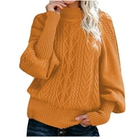 Dukseri pulover za žene Plus veličine vrhova pletena posuda dugih rukava dugih rukava Čvrsta boja udobna vrhunska bluza Chunky toplo pulover Odjeća odjeću
