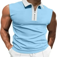Sanviglor MENS Polo majica rever vrat Ljetni vrhovi patentni košulji klasični fit tee plaža bluza svijetlo plava l