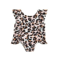 Calsunbaby Toddler Baby Girls One kupaći kostim rukava bez rukava Leopard kupaći kostim Smeđi Leopard