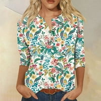 QCMGMG majice za vježbanje za žene plus veličine V izrez Floral Plus veličine vrhova za žene Dressy