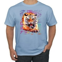 Divlji Bobby, Tiger Reguling Colorful Trippy Tie Dye Ljubitelj životinja Muška grafička majica, ugljen,