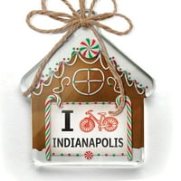 Ornament tiskan jednostrano volim biciklistički grad Indianapolis Christmas Neonblond