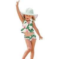 Djevojke Outfits Dot tiskani dinosaurske lubenice Dvije kupaće kostime Ljetne ruffles crtiini kupaći