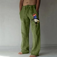 Lydiaunistar pune dužine Hlače Muške ljetne neovisnosti pamučne posteljine široke pantalone za noge tiskane čipke za slobodno vrijeme sportske hlače zelena