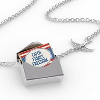Ogrlica s ormarom Faith Faith Freedom četvrti jul Crvena, bijela i plava u srebrnom kovertu Neonblond
