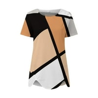 Ženski bluze Ženska modna ležerna temperamentarna posada labava tiskana majica kratkih rukava Top Orange XL