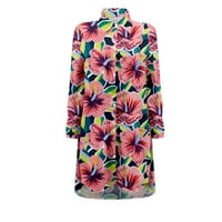 Ženska haljina tiskana s dugim rukavima sa džepovima Button ženke Trendi mekana havaii Travel Fotografija Elegantna slobodno vrijeme Proljeće ljeto sanders za žene