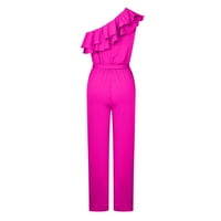 Cleance Slim Fit Fashion Ženski zavoj čvrsti hladni rame Shusder Cami hlače džepovi Topsip Hot Pink
