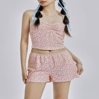 SprifallBaby Žene Ljeto cvjetni print na kautu bez kaiševa na prsima + elastična stručna kratke hlače