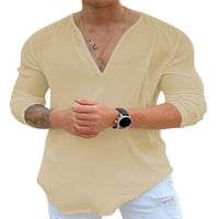 Muška pamučna posteljina Henley majica s dugim rukavima Hipi Casual Beach T majice