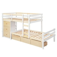 Twin preko dvostrukim krevetom na kat, potkrovlje krevetića s ladicama za pohranu i ljestvici, platforma