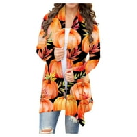 Ženske vrhove Dressy casual ženska modna Halloween tiskana s dugim rukavima kardigan jakna vrhova trendi